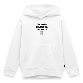 chauffage, hiver, gaz, électricité - Sweat Premium à capuche enfant bio - blanc - Devant - AI Model Kid Female (0cm)