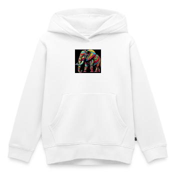 Éléphant Pop Art - Sweat Premium à capuche enfant bio - blanc - Devant - AI Model Kid Female (0cm)