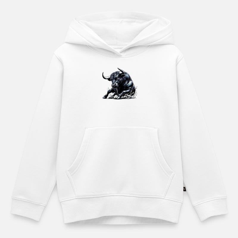 Taureau - Sweat Premium à capuche enfant bio - blanc
