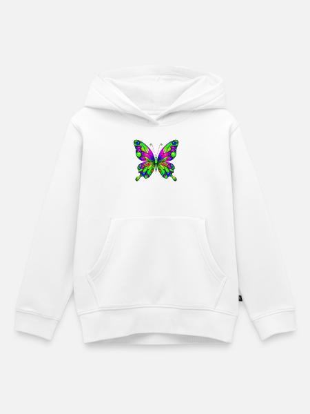 Schmetterling - Kinder Premium Organic Hoodie - Weiß