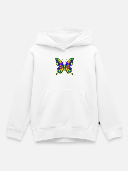 Schmetterling - Kinder Premium Organic Hoodie - Weiß