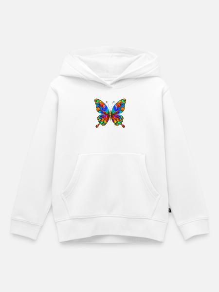Schmetterling - Kinder Premium Organic Hoodie - Weiß