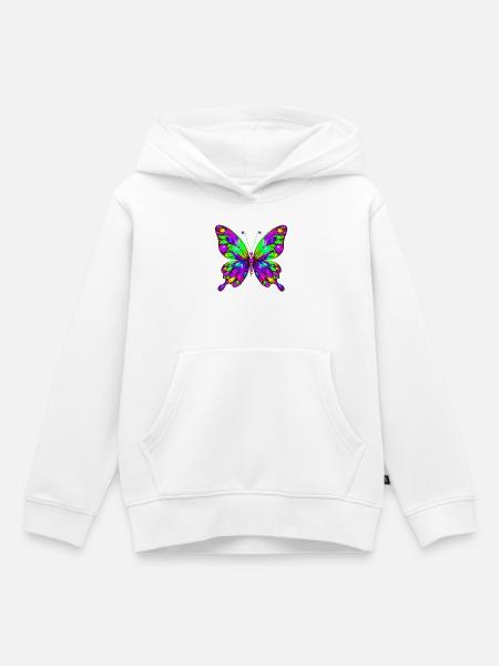 Schmetterling - Kinder Premium Organic Hoodie - Weiß