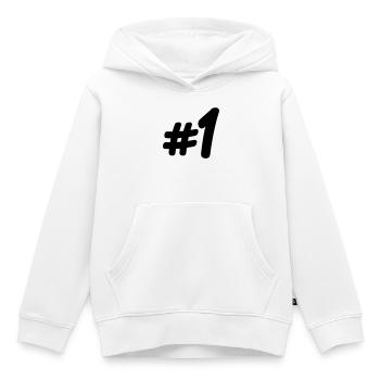 Numéro 1 # - Sweat Premium à capuche enfant bio - blanc - Devant - AI Model Kid Female (0cm)