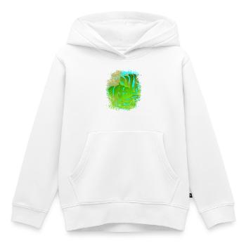 Holiday feeling palm trees & Monstera leaves green/gold - Kids Premium Organic Hoodie - white - Front - AI Model Kid Female (0cm)