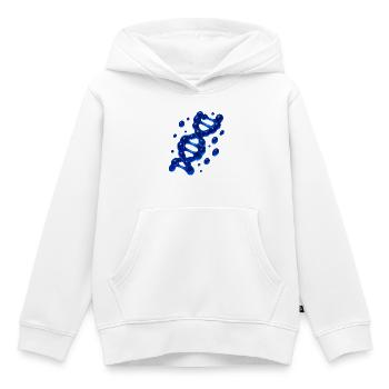 Molécule d’hélice d’ADN 3D Bleu - Sweat Premium à capuche enfant bio - blanc - Devant - AI Model Kid Female (0cm)