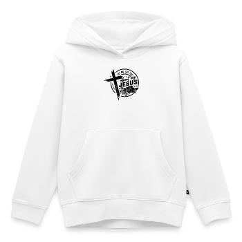 Lass mich dir von meinem Jesus-Kreuz erzählen - Kinder Premium Organic Hoodie - Weiß - Vorne - AI Model Kid Female (0cm)