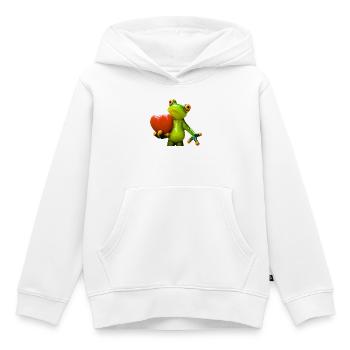 Frosch mit Herz motivierte Skulptur - Kinder Premium Organic Hoodie - Weiß - Vorne - AI Model Kid Female (0cm)