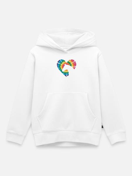Tie Dye Pferd - Kinder Premium Organic Hoodie - Weiß