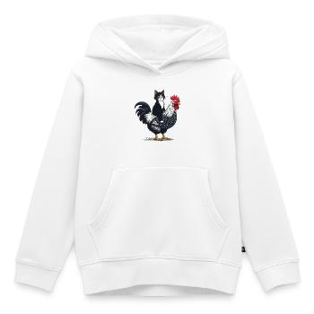 Katze und Hahn Fusion Illustriert - Kinder Premium Organic Hoodie - Weiß - Vorne - AI Model Kid Female (0cm)