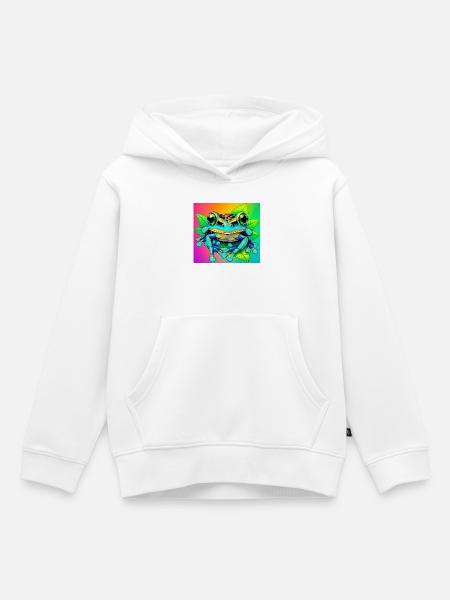 Frosch - Kinder Premium Organic Hoodie - Weiß