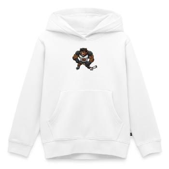 Muskulöser Bär Eishockeyspieler Cartoon  - Kinder Premium Organic Hoodie - Weiß - Vorne - AI Model Kid Female (0cm)