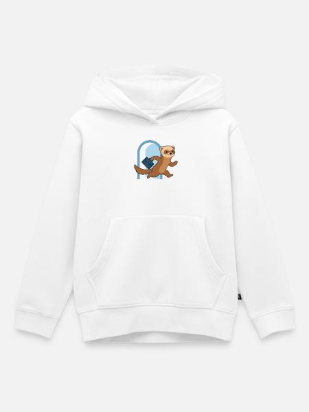 Frettchen sprint durch Torbogen - Kinder Premium Organic Hoodie - Weiß