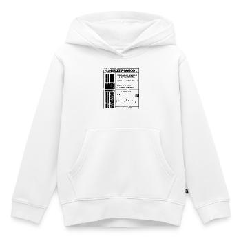 Étiquette d’expédition, noire - Sweat Premium à capuche enfant bio - blanc - Devant - AI Model Kid Female (0cm)