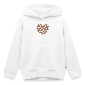 Cœur mocha troué  - Sweat Premium à capuche enfant bio - blanc - Devant - AI Model Kid Female (0cm)