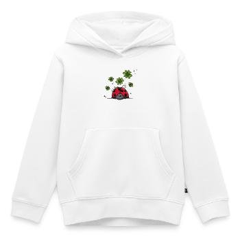 Coccinelle avec trèfle porte-bonheur - Sweat Premium à capuche enfant bio - blanc - Devant - AI Model Kid Female (0cm)
