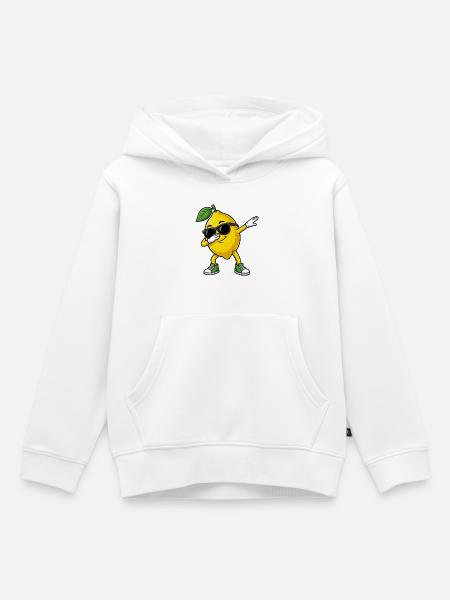 Lustige Zitrone in Dab-Pose Cartoon - Kinder Premium Organic Hoodie - Weiß