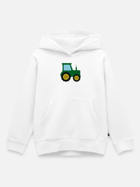 Tractor farm - Premium børne hættetrøje økologisk - hvid