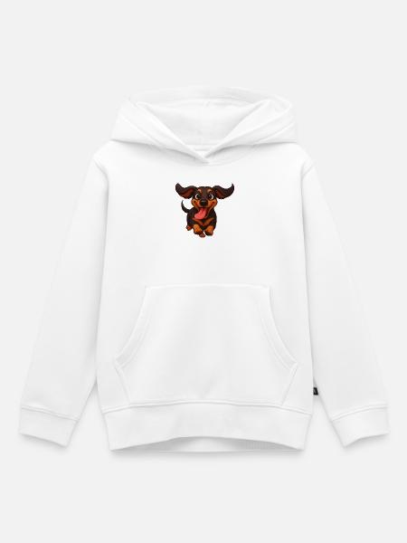 Dackel Freude Rennen bester Freund Herrchen - Kinder Premium Organic Hoodie - Weiß