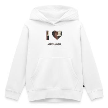 T-shirt emblème cœur en brique d’Amsterdam - Sweat Premium à capuche enfant bio - blanc - Devant - AI Model Kid Female (0cm)