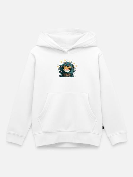 Tiger im Blütenbusch - Kinder Premium Organic Hoodie - Weiß