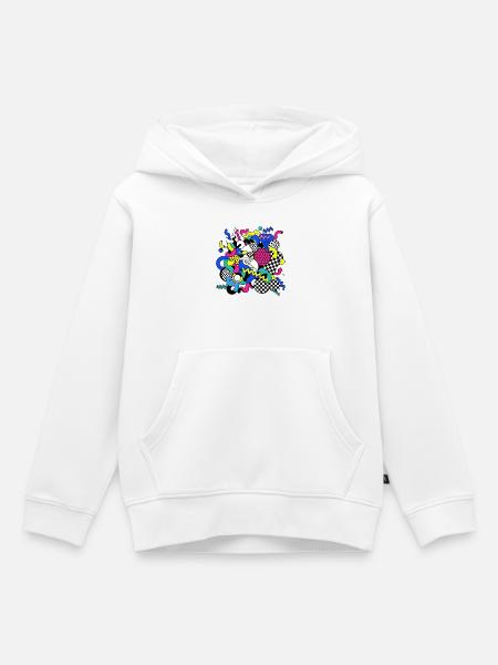 Neon Chaos Pop Art Muster - Kinder Premium Organic Hoodie - Weiß