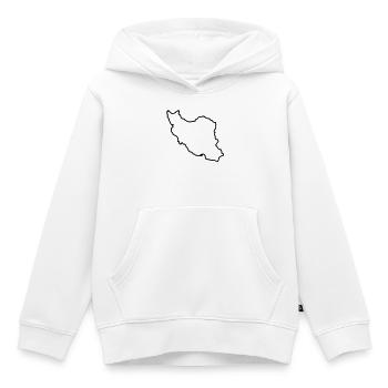 Silhouette de la carte de l’Iran Perse - Sweat Premium à capuche enfant bio - blanc - Devant - AI Model Kid Female (0cm)