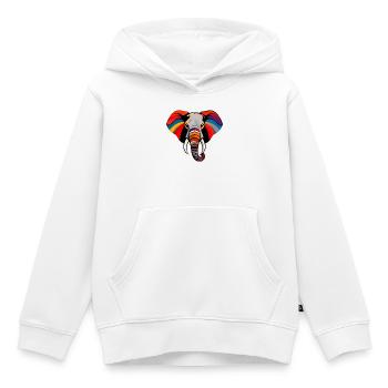 Art coloré de tête d’éléphant Motif pop art d’éléphant - Sweat Premium à capuche enfant bio - blanc - Devant - AI Model Kid Female (0cm)
