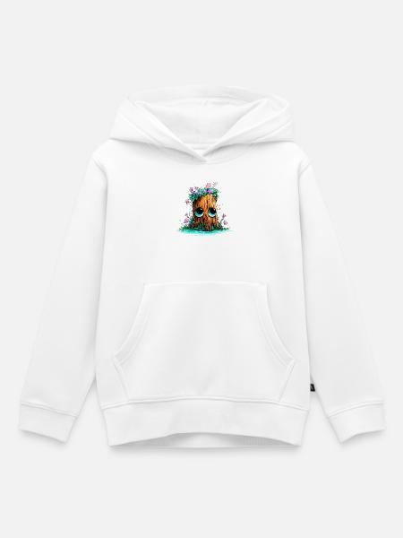 Waldstumpf mit Blütenaugen - Kinder Premium Organic Hoodie - Weiß