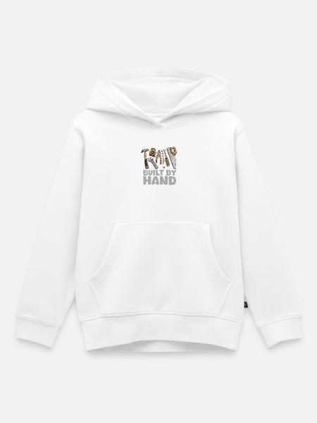 Built by Hand – Werkzeug Illustration - Kinder Premium Organic Hoodie - Weiß