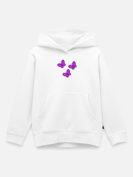 Neon Pink Schmetterlinge Trio - Kinder Premium Organic Hoodie - Weiß