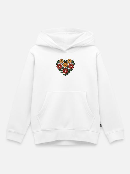 Herz aus Blumen Muster - Kinder Premium Organic Hoodie - Weiß