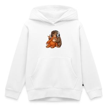 Monkey Punch Affe Musik hören  - Kinder Premium Organic Hoodie - Weiß - Vorne - AI Model Kid Female (0cm)
