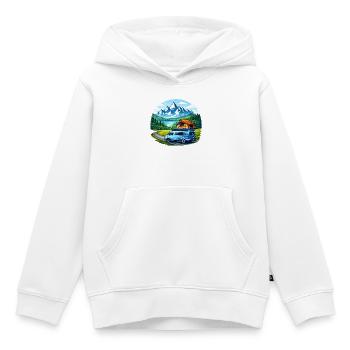 Vanlife Camper Illustration Bergmotiv - Kinder Premium Organic Hoodie - Weiß - Vorne - AI Model Kid Female (0cm)