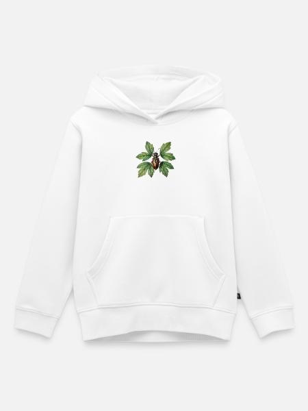 Käferinsekt auf grünem Laub - Kinder Premium Organic Hoodie - Weiß