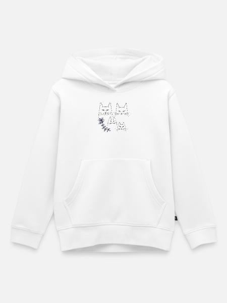 Katzen mit Blumenranke - Kinder Premium Organic Hoodie - Weiß