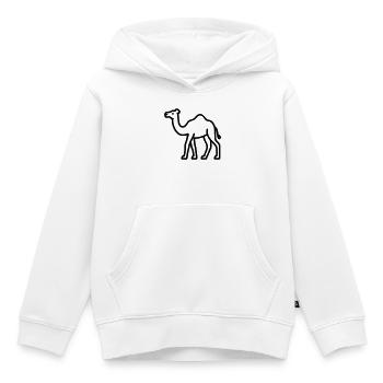 chameau - Sweat Premium à capuche enfant bio - blanc - Devant - AI Model Kid Female (0cm)