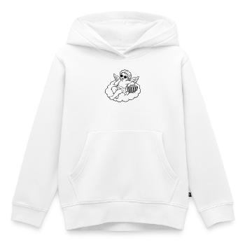 Un chérubin frissonne avec du pop-corn sur un nuage - Sweat Premium à capuche enfant bio - blanc - Devant - AI Model Kid Female (0cm)