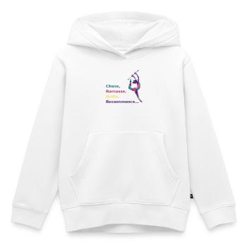 Chute-_Ramasse-_Recommence-- - Sweat Premium à capuche enfant bio - blanc - Devant - AI Model Kid Female (0cm)