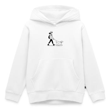 Promenade de chien - Sweat Premium à capuche enfant bio - blanc - Devant - AI Model Kid Female (0cm)