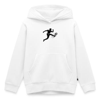 Soccer Silhouette Soccer - Sweat Premium à capuche enfant bio - blanc - Devant - AI Model Kid Female (0cm)