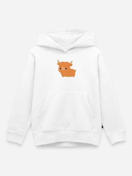 Hochland-Kuh - Kinder Premium Organic Hoodie - Weiß