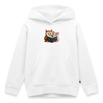 Leseabend Eule und Maus - Kinder Premium Organic Hoodie - Weiß - Vorne - AI Model Kid Female (0cm)