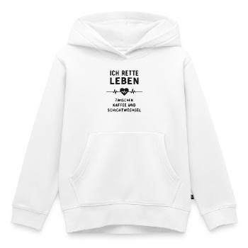 Ich rette Leben: Kaffee & Schichtwechsel - Kinder Premium Organic Hoodie - Weiß - Vorne - AI Model Kid Female (0cm)