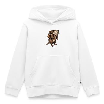 Opossum avec sac à dos - Sweat Premium à capuche enfant bio - blanc - Devant - AI Model Kid Female (0cm)