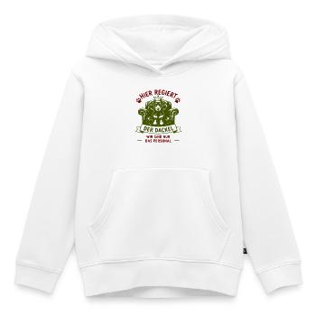 Dackel regiert: Königsstuhl - Kinder Premium Organic Hoodie - Weiß - Vorne - AI Model Kid Female (0cm)