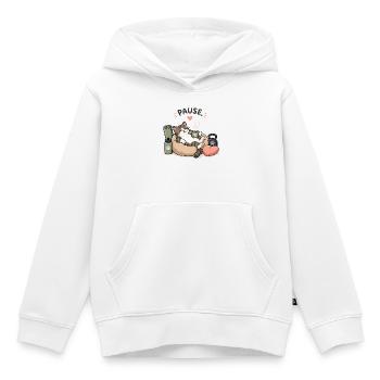 Pause Chat : Pause Café dans un Panier - Sweat Premium à capuche enfant bio - blanc - Devant - AI Model Kid Female (0cm)