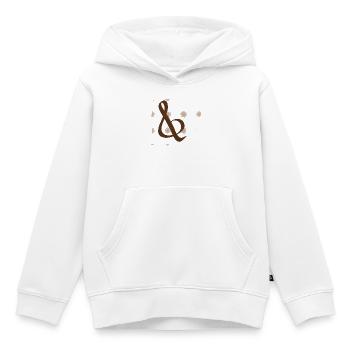 Motif d’étanche et marron - Sweat Premium à capuche enfant bio - blanc - Devant - AI Model Kid Female (0cm)