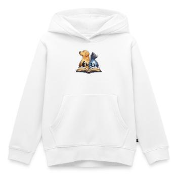 L’amitié de Paw dans le livre - Sweat Premium à capuche enfant bio - blanc - Devant - AI Model Kid Female (0cm)