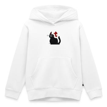 Chat noir avec chapeau de Père Noël - Sweat Premium à capuche enfant bio - blanc - Devant - AI Model Kid Female (0cm)